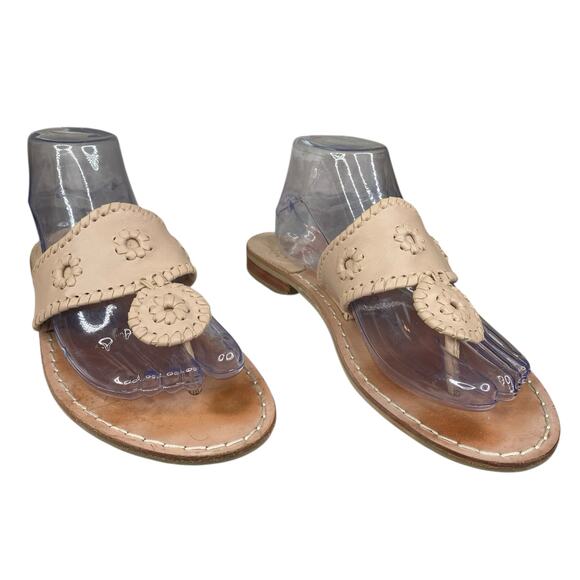 Jack Rogers Women’s Tan Leather Slip On Thong Sandals Size US 9 - Picture 5 of 11